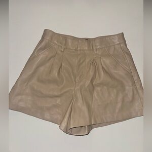 Tan and brown leather shorts